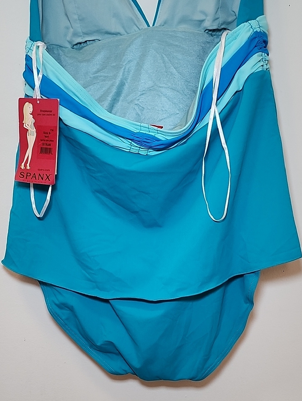 NWT Spanx  735 Tankini one piece Shapewear Swim slimming halter Teal 8 - Picture 10 of 16